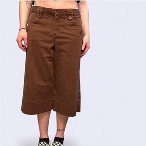 Faded Glory Stretch Wide Leg Crop Pants - Chocolate